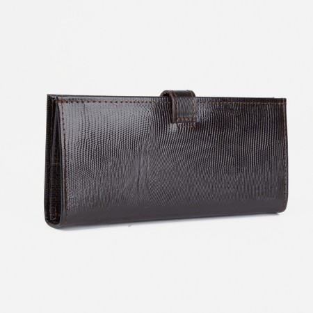 Women's wallet on the button, brown color-1