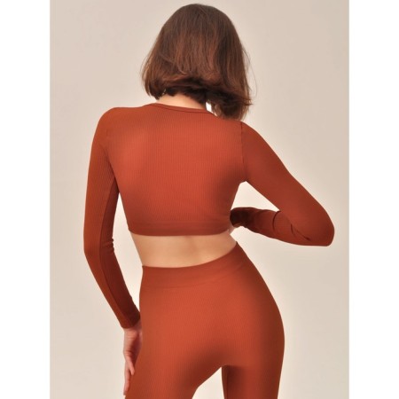 Crop female top in a rubber with a long sleeve Mirey Top Manica Lunga, size 46-48, color cinnamon-1