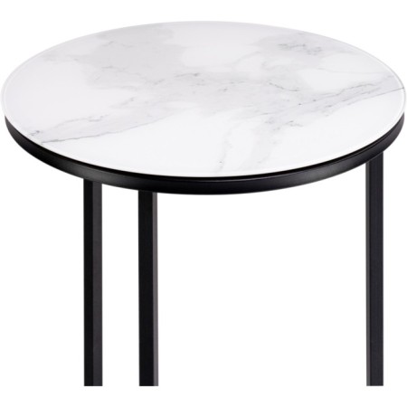 Coffee table Iberis white marble/black metal 40x40x56 cm-1