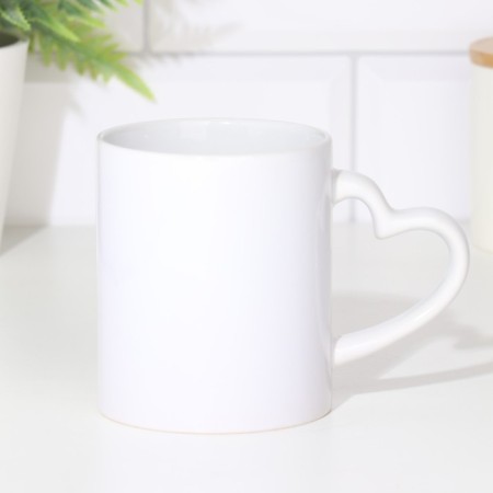 Sublimation mug with a figured hand "Heart" white inside and pen standard 320ml-1