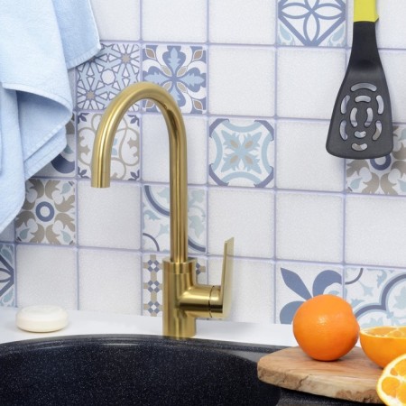 Kitchen mixer Wasserkraft Abens 5507, single -leaf, pour length 173 mm, gold