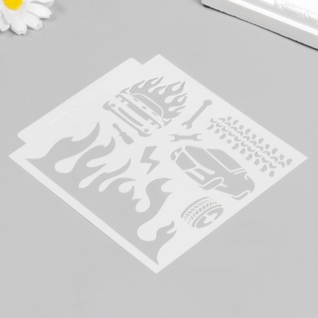 Plastic stencil "Racing cars" 13x13 cm-1
