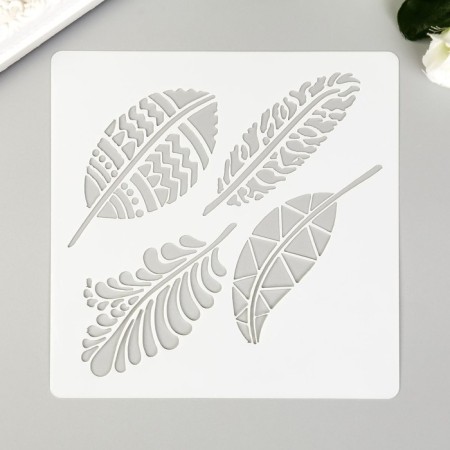 Plastic stencil "leaves" 13x13 cm