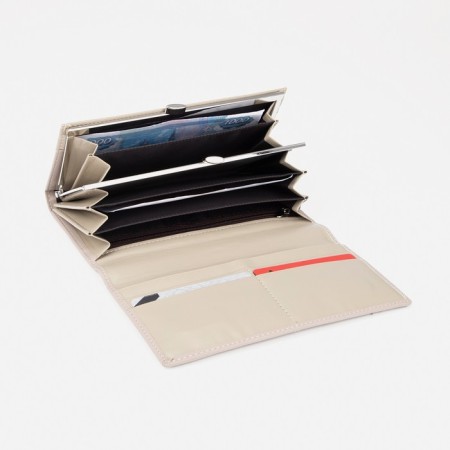 Women's wallet on magnets, beige color-3
