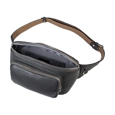Waist bag, 2 parts on a zipper, adjustable belt, gray color-1