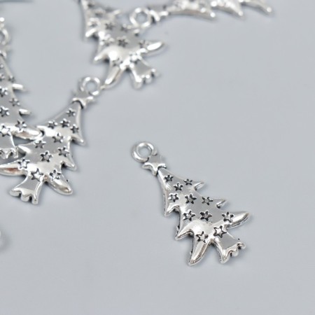 Decor for creativity Metal "Christmas tree with stars" silver 2.7x1.4 cm