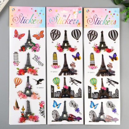Plastic sticker "Eiffel Tower" Silver lines mix 42.5x12.5 cm-4