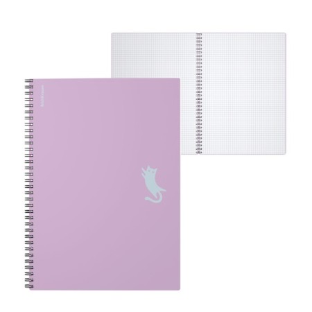 A4 notebook 80 sheets, a cage on the spirals, Erichkrause, "Brave Cats" Plastic cover violet