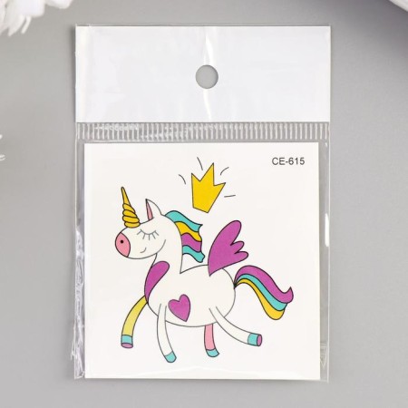 Tattoo on the body color "Unicorn with crown" 6x6 cm-2