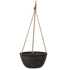 Kashpo for flowers suspended, 4 liter charcoal 25.5x25.5x12.7cm