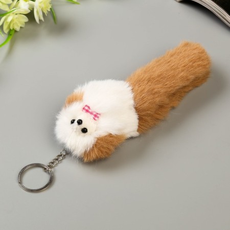 Fluffy on the ring "Poodle with colored ears and tail and bow" mix 18.5x6x5 cm-1