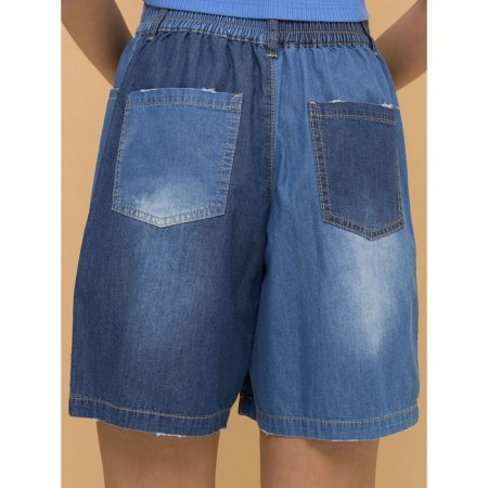 Female shorts, size m, dark blue color-1