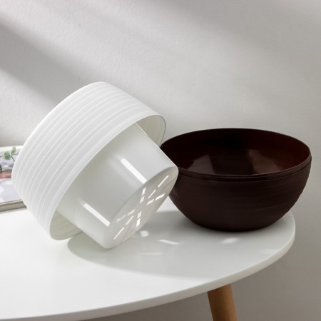Pot for flowers "Japan", 2 l, color white-dark brown-2