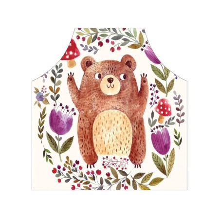 Apron of a kitchen with a photo print "joyful bear", adjustable, size OS-2
