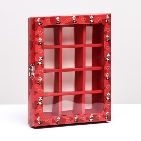 Borda box, burgundy, "I love you" 12 pcs, 19 x 15 x 3.6 cm