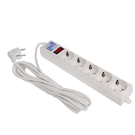 Power Cube network filter, 5 outlets, 5 m, 10 a, 2200 watts, white