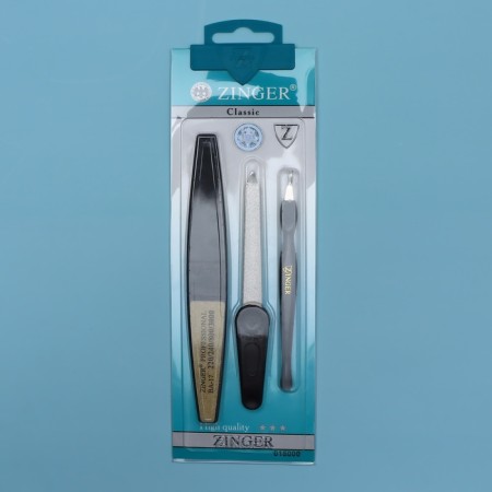 Manicure set, 3 objects, on a blister, black/gold color, sis-09-5