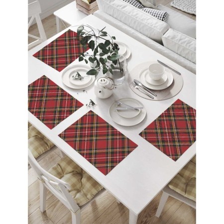 Set of napkins for setting the table "red classic cage", rectangular, size 32x46 cm, 4 pcs