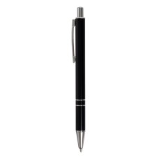 Ballic handle, automatic, 0.5 mm, round, black with silver inserts, metal case, blue rod
