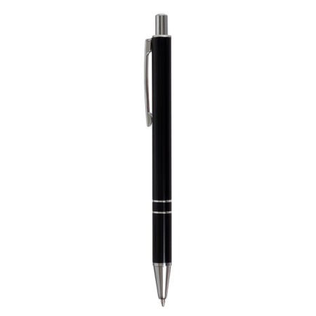 Ballic handle, automatic, 0.5 mm, round, black with silver inserts, metal case, blue rod
