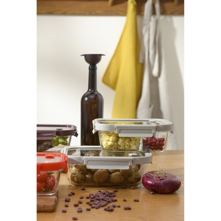 Smart Solutions baking and storage container, rectangular, with a lid, 1 l, the color is light gray-24