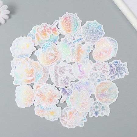 Sticker Plastic "Holography. Flowers" set 38 pcs 13x11.5x0.5 cm-1