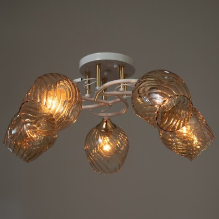 Galina chandelier 5x60W E27 white/gold 54x54x24cm-2