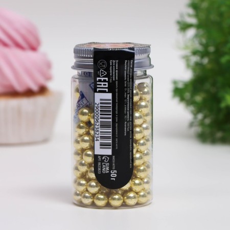 Sprinking confectionery "Metal gold", 7 mm, 50 g-2