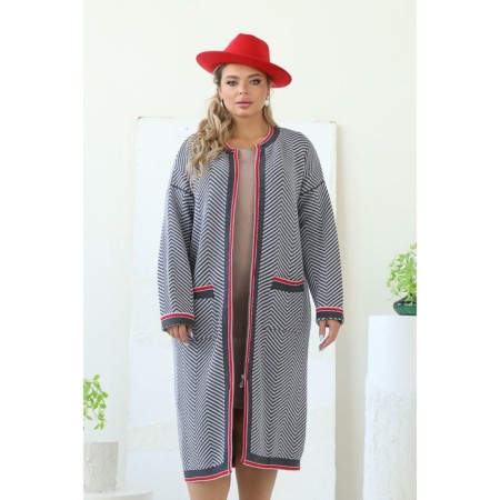Cardigan female, size 58, gray color-7
