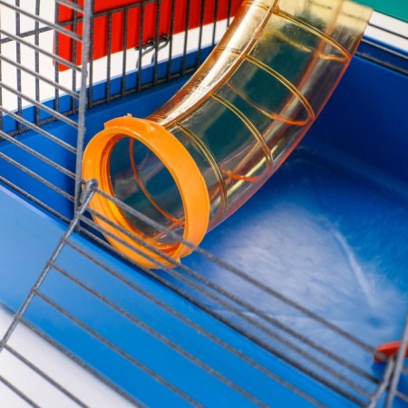 Mini cage for rodents, two -tier, with a shelf, house and a mix of labyrinths-10