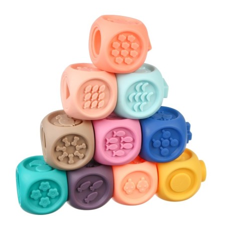 Developing soft cubes - puzzles with numbers, Montessori technique, 10 pcs., Baby me-1