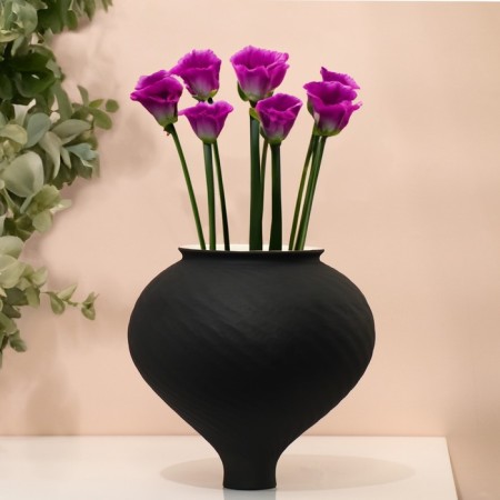 Vase for flowers decorative "Laura" color Black 20 x 16 x 16 cm-2