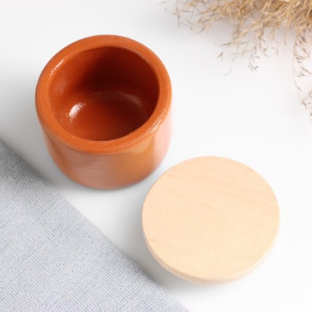 A capacity for spices with a Vyatskaya wooden cover 0.1l, 6.5x6cm, beige-4