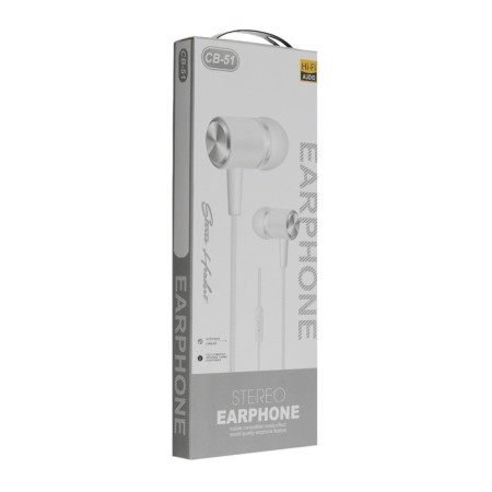 Headphones CB-51, wired, vacuum, microphone, 1 m, jack 3.5 mm, white-2