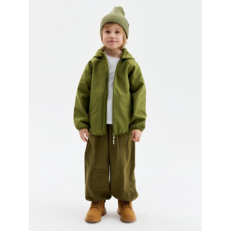 Demi -season windbreaker for Minaku boys from SoftShell on fleece, waterproof, olive, height 122 cm-2