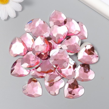 Decor for creativity plastic "Rhinestones heart. Light pink" set of 30 pcs 2.5x2.5 cm-2