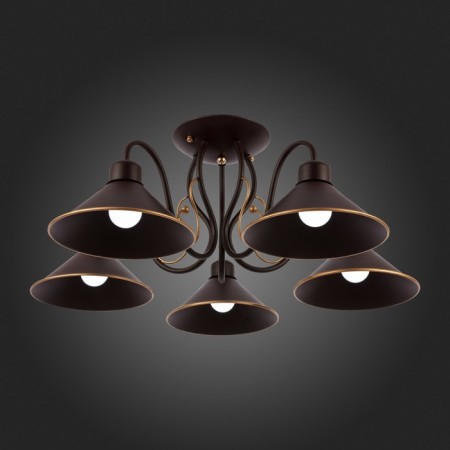Ceiling EVOLUCE lamp. Sle120402-05. Ciolla. 5x60 watts, E27, 66x66x24 cm, dark -brown color-2