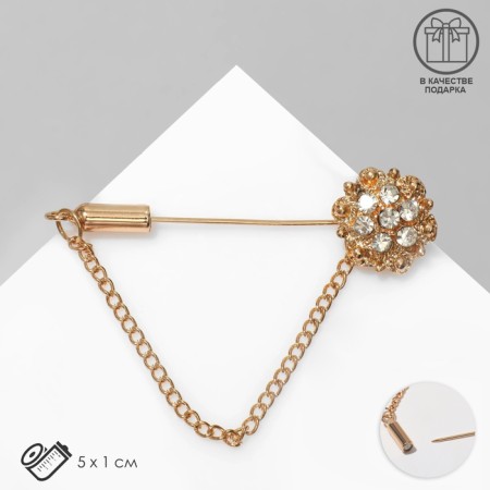 Pin "Flower", 5 cm, white color in gold-2
