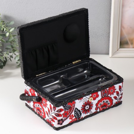 Casket for needlework "Folk Flower pattern" 24x16x11 cm-2