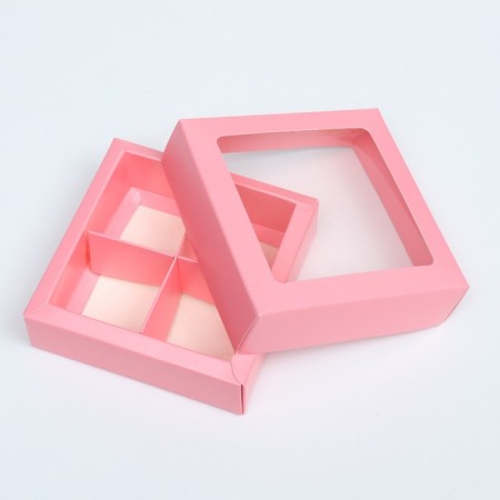 Box for sweets 4 pcs, with a horse, pink, 12.5 x 12.5 x 3.5 cm-4
