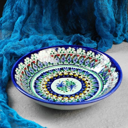 The plate of the Rishtan ceramics "Patterns", blue, deep, mix, 20 cm