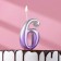 Candle for the Oval cake, number "6", 5.5 cm, silver-sir