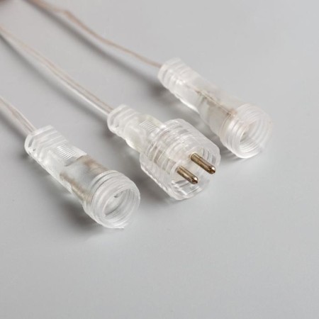 Garland "icicles rhyflated" 2.5 × 0.3 m, IP65, transparent thread, 192 LED, white glow with a drain effect, 12 V effect-6