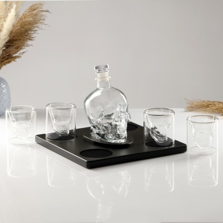 Mini -bar skull, on a stand, skeleton - 750 ml, glasses - 130 ml, 28.5 x 28.5 x 18.5 cm-1
