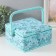 Casket for needlework "Butterflies and flowers on blue" 20x20x11 cm