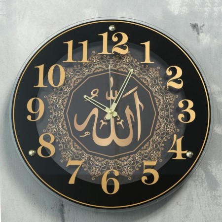 Wall clock, interior "Allah", D-39 cm, silent, black body