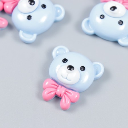 Decor for creativity plastic "Mishutka with pink bow" 2x2.5 cm