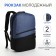 City backpack with USB from textiles with lightning, 2 pockets, black/blue color