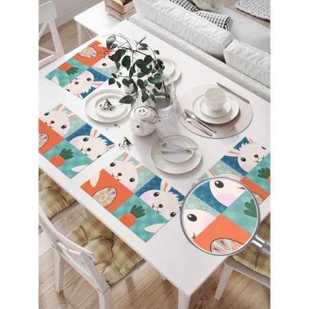 A set of napkins for setting the table "Easter hares", rectangular, size 32x46 cm, 4 pcs-1
