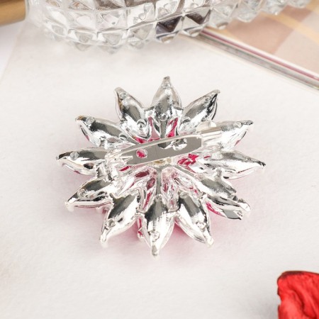 Brooch "Flower" chrysanthemum, raspberry color in silver-2